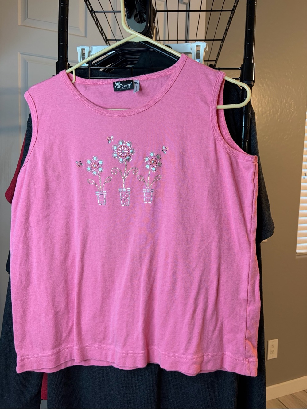 Pink Floral Sequin Tank Top
